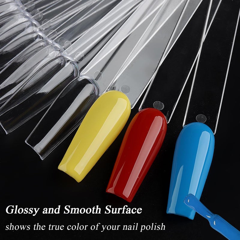 furtherpretty Clear Nail Swatch Sticks with Number Stickers, 50 Pcs Ballerina Nail Sample Swatches for Gel Polish Color Display Practice Nails muestrario de colores para uñas Manicure Supplies - Image 3